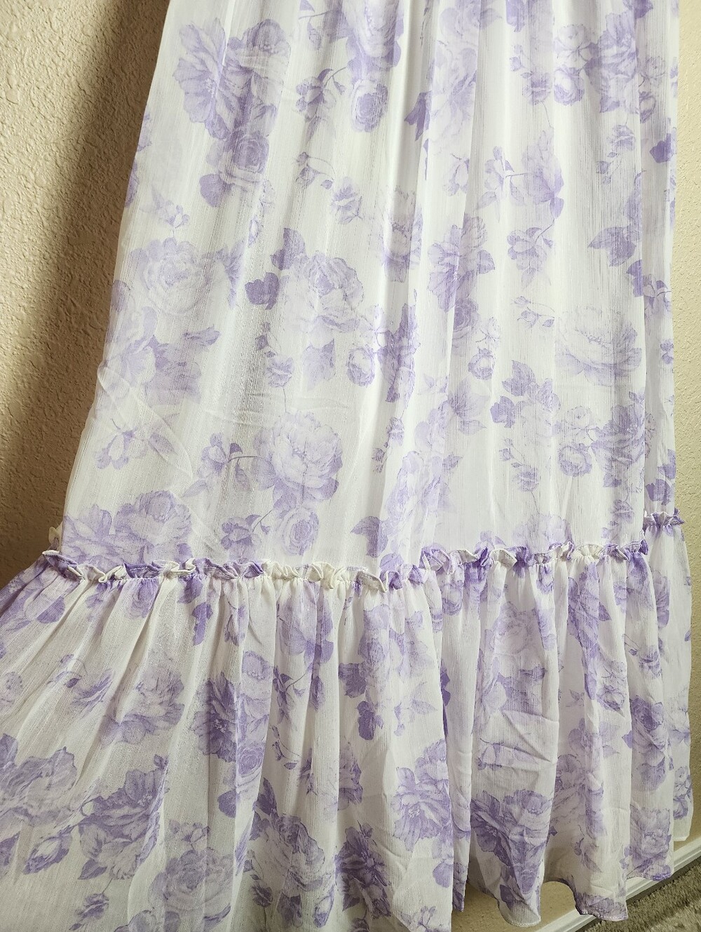 Francesca's Lavender Floral Tie Strap Maxi Dress NWT Medium Cottagecore - Picture 9 of 12
